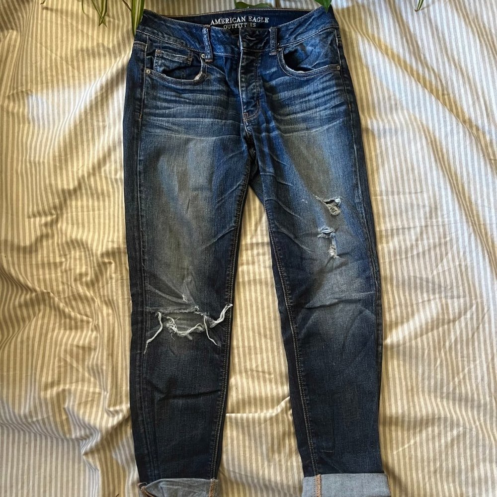 American Eagle outfitters tomgirl super stretch jeans gently used size 0